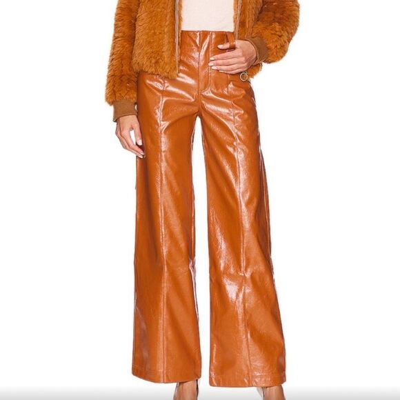 Free People Brown Star Crossed Lovers Straight Pants Size 10 - Picture 3 of 12